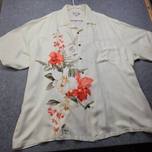 Iolani Hawaii Mens 4X Cream Floral Orchid Print NEW WITH TAGS Camp Shirt NWT